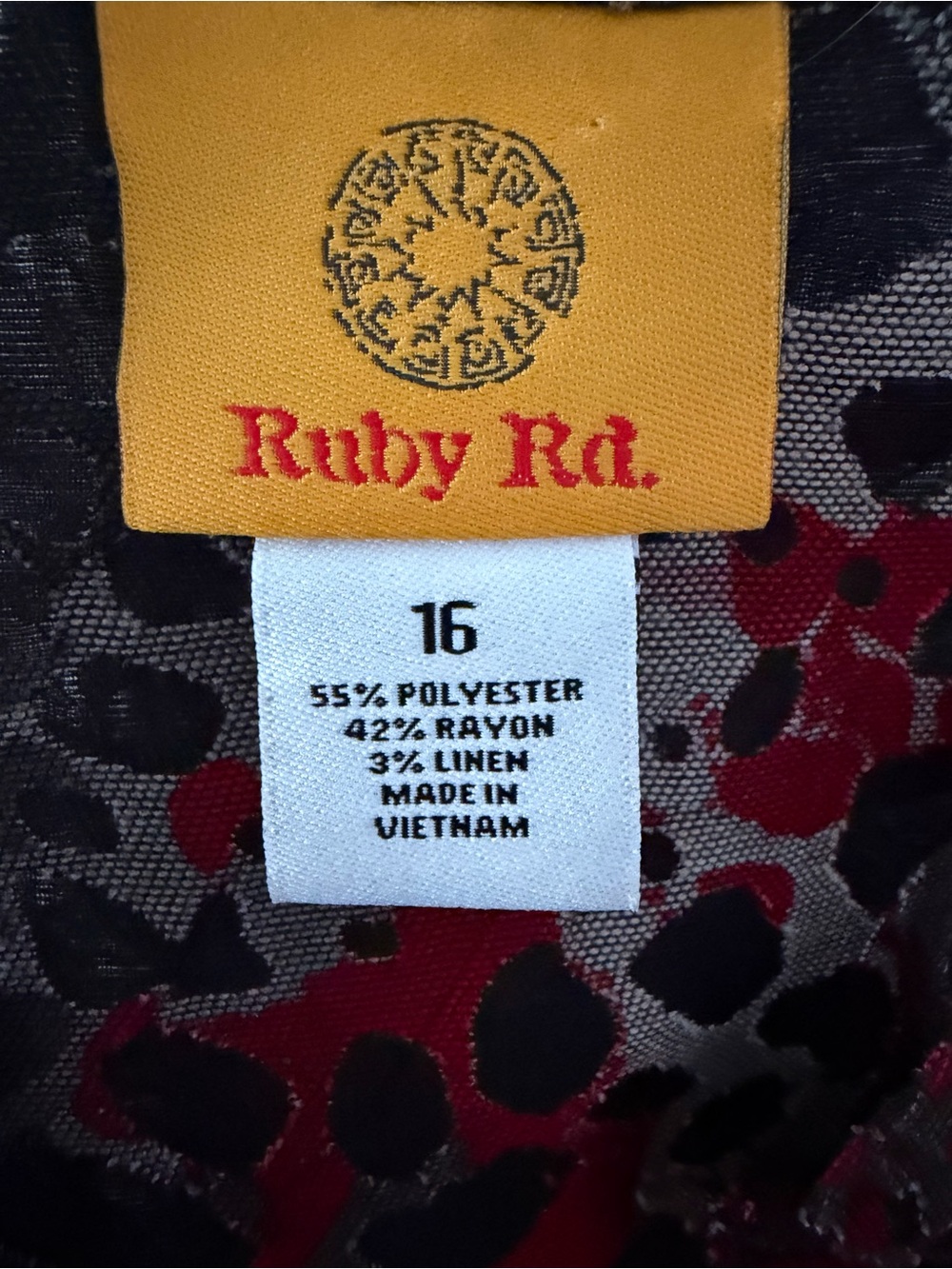 Ruby Rd. Abstract Red Black Animal Print Lightweight Jacket - Picture 6 of 9